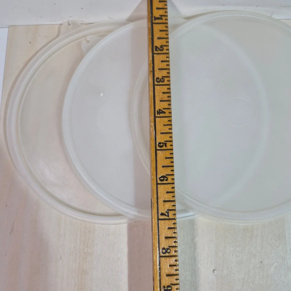 Vintage Tupperware Replacement Lids 6 Translucent White Round Seals Mixed Sizes